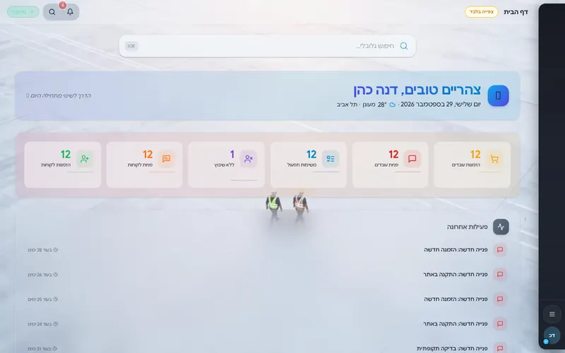 פורטל עובדים וציוד לחברת בנייה, כולל הכנת שכר